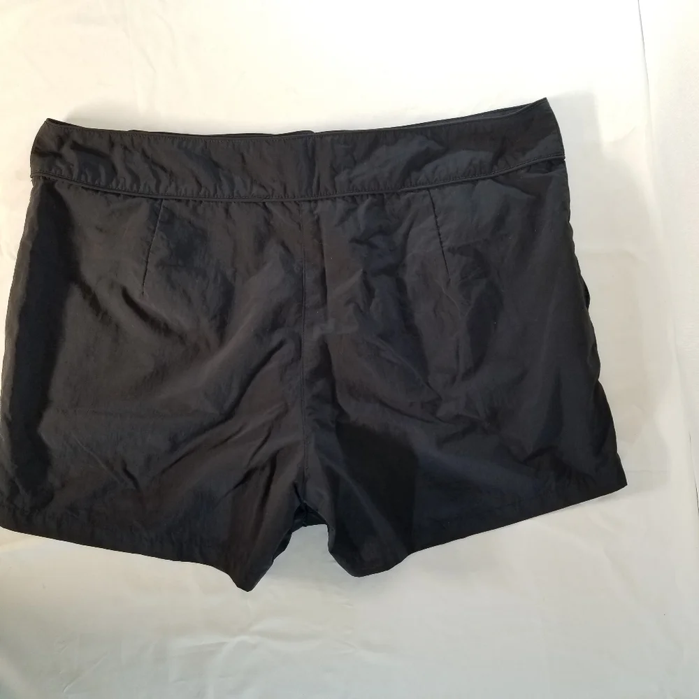 Eddie Bauer Women Sz 18 Solid Black Nylon Wrap Athletic Hiking Golf Skirt Skort
